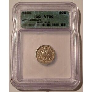 1853 Seated Liberty Dime Arrows VF30 ICG